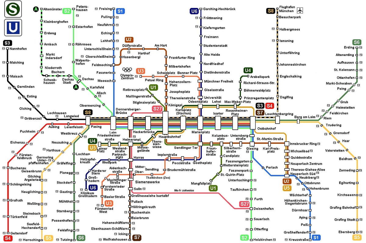 carte du métro de munich en allemagne
