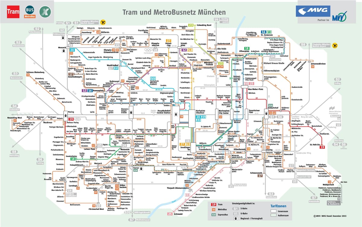 La carte de munich en bus