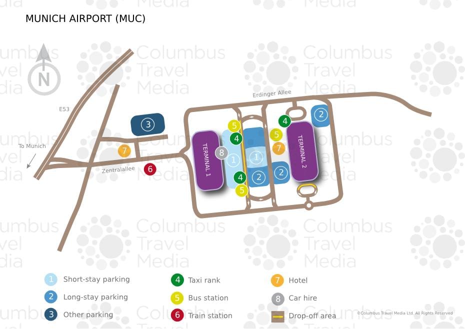 Carte de l'aéroport de munich gare