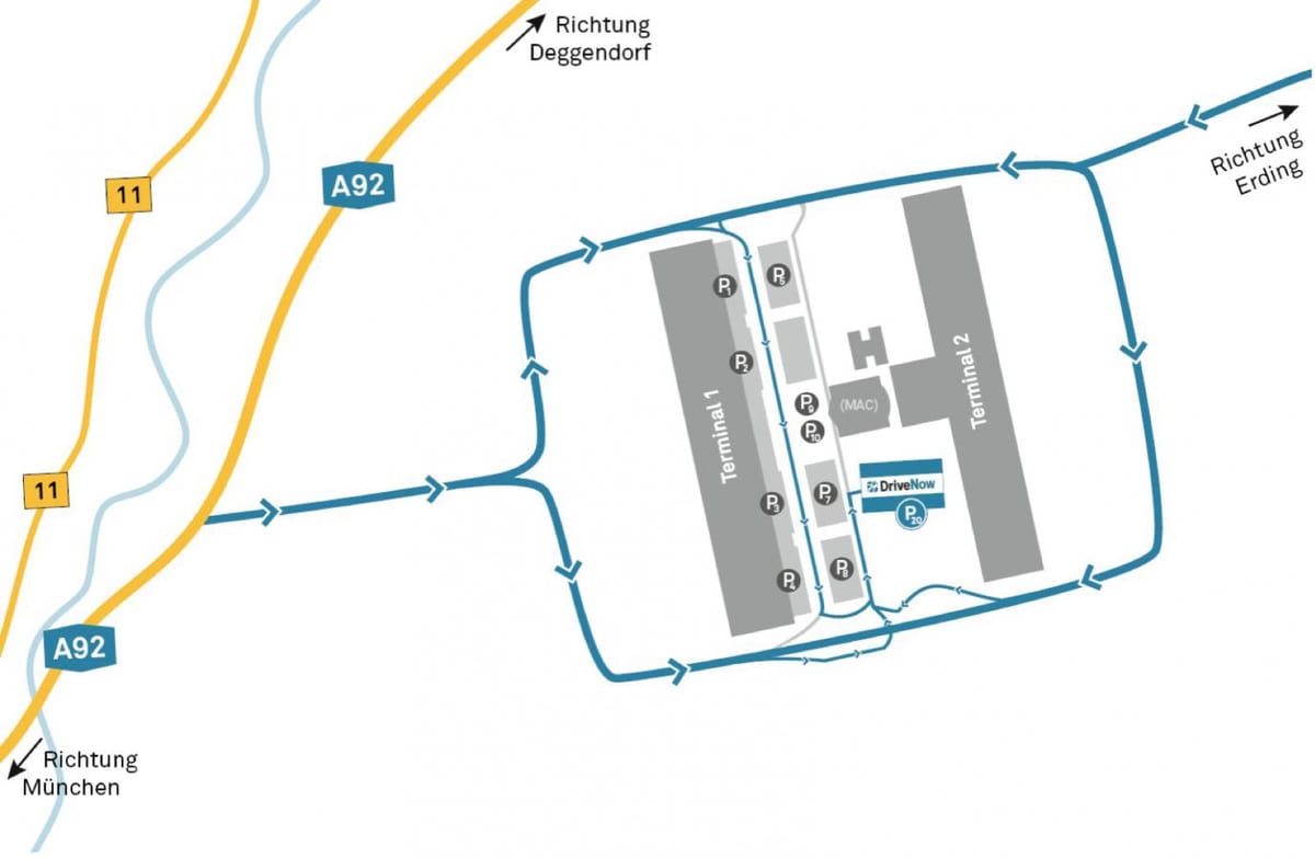 l'aéroport de munich de location de voiture de carte