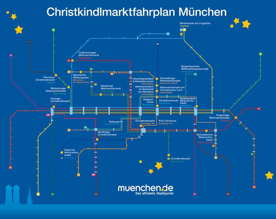 La carte de munich, les marchés de noël