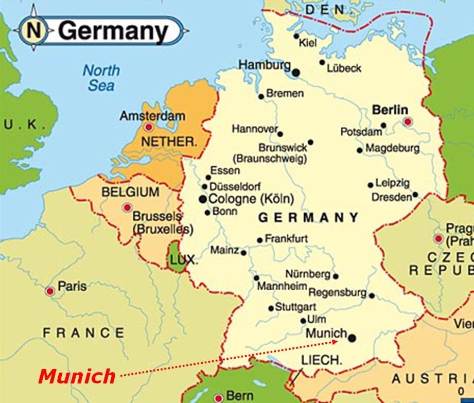 La carte de munich europe