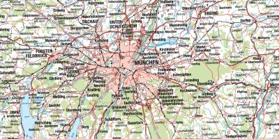 La carte de munich et les villes alentours